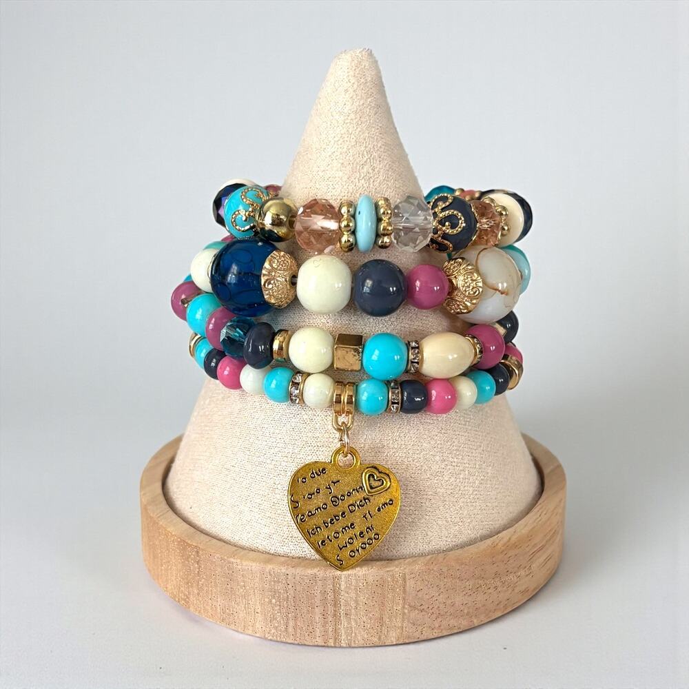 Crystal Beads 4 Piece Bracelet Set